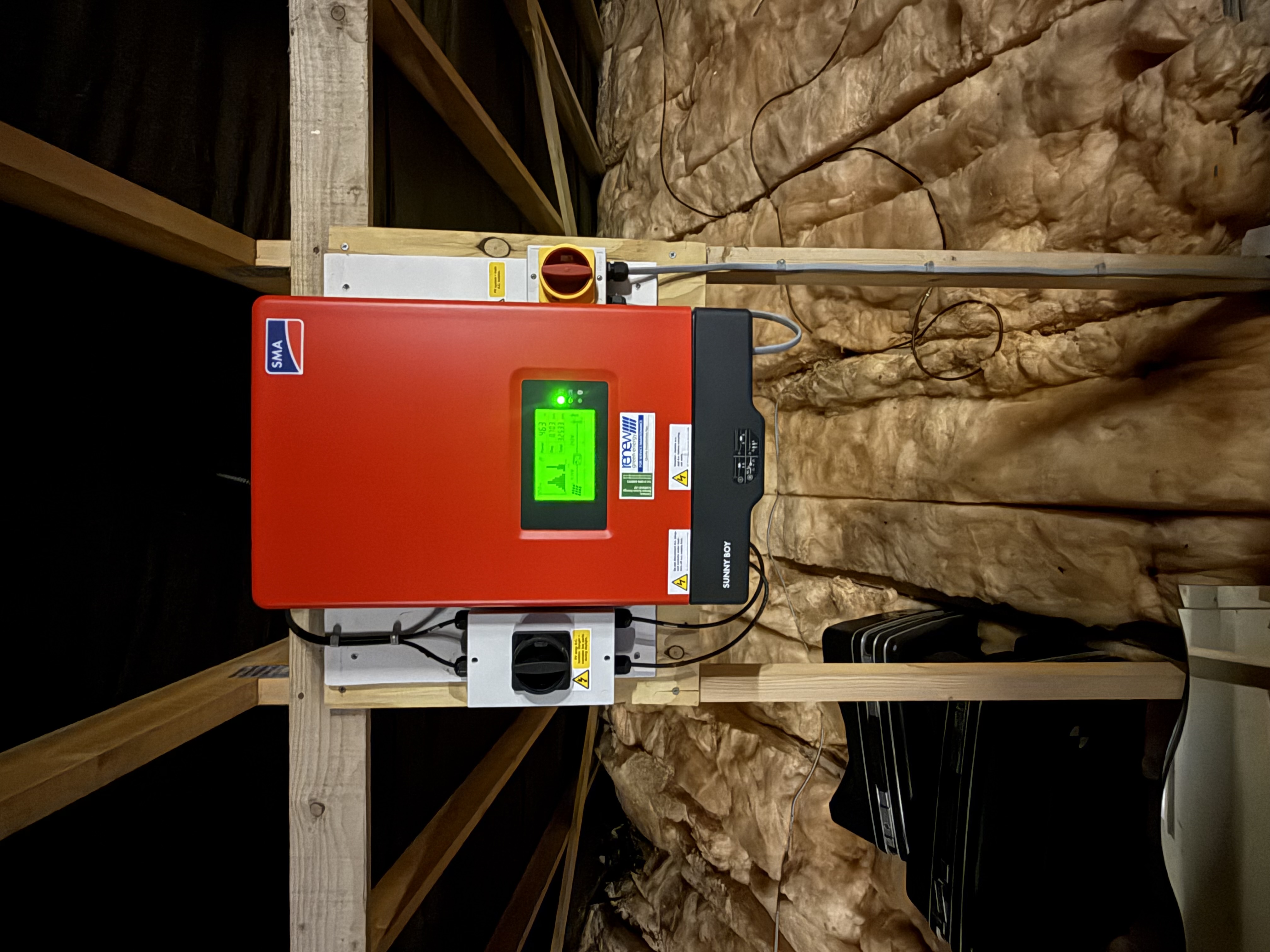 Original SMA Sunny Boy 3kW inverter in the loft space