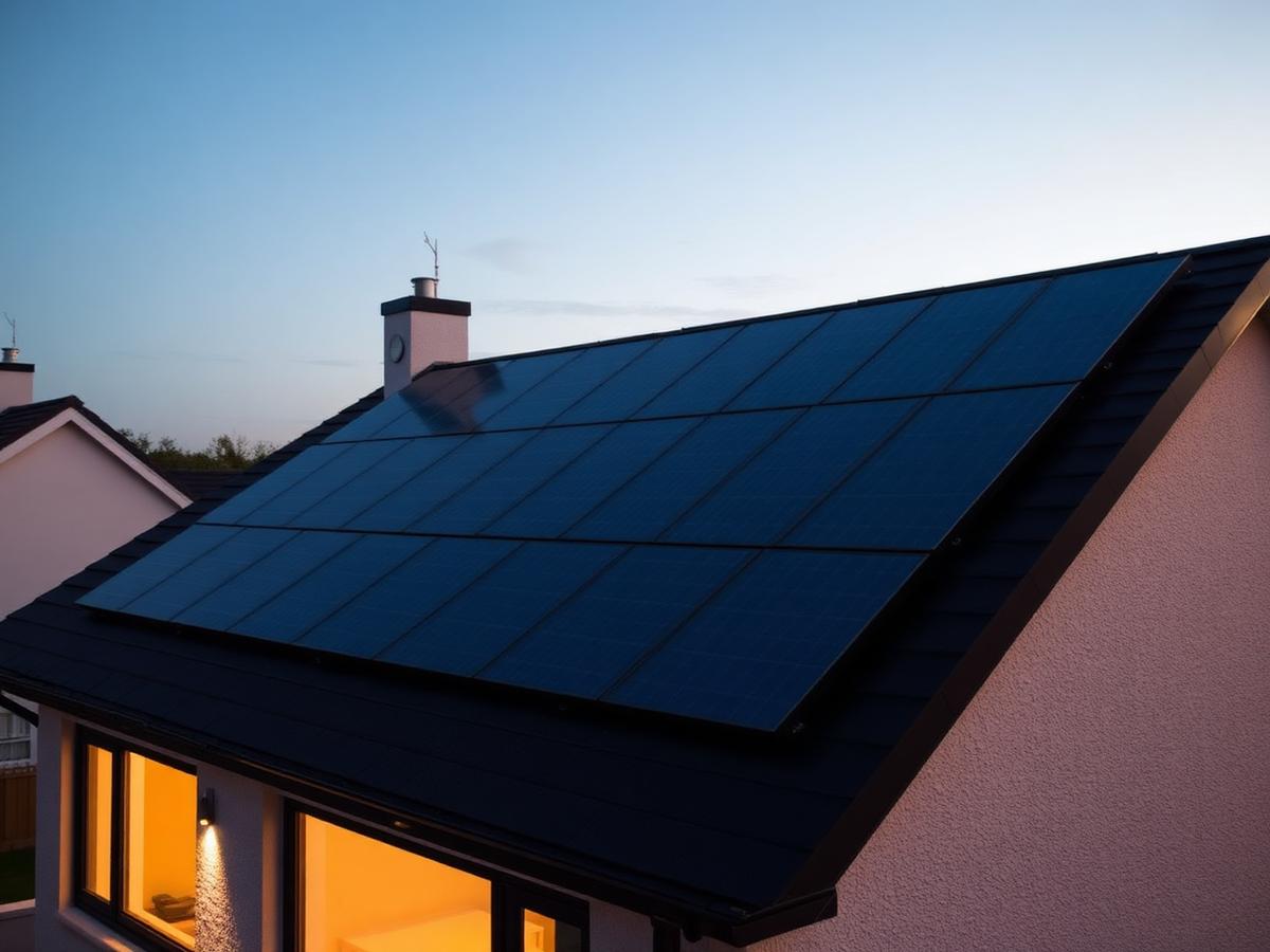 Domestic solar PV panels on a Scottish home